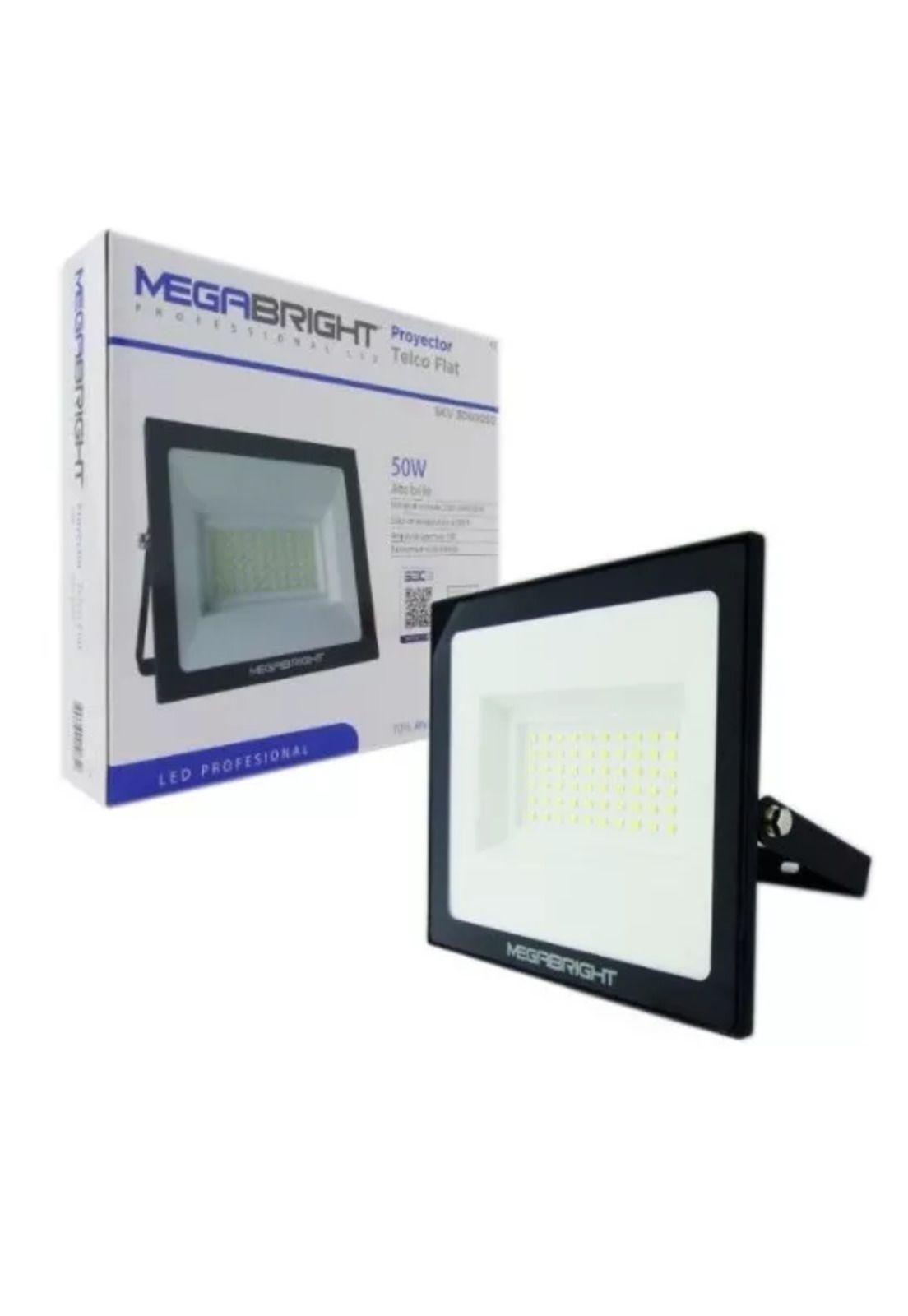 Foco Proyector LED Telco Flat 50W Megabright Negro Blanco Frío-4