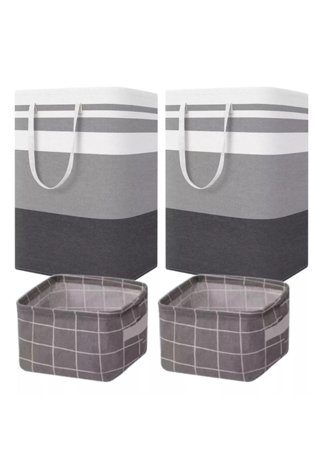 Cesto grande para ropa sucia y lavandería plegable (2x75l + 2x5l) tricolor-2