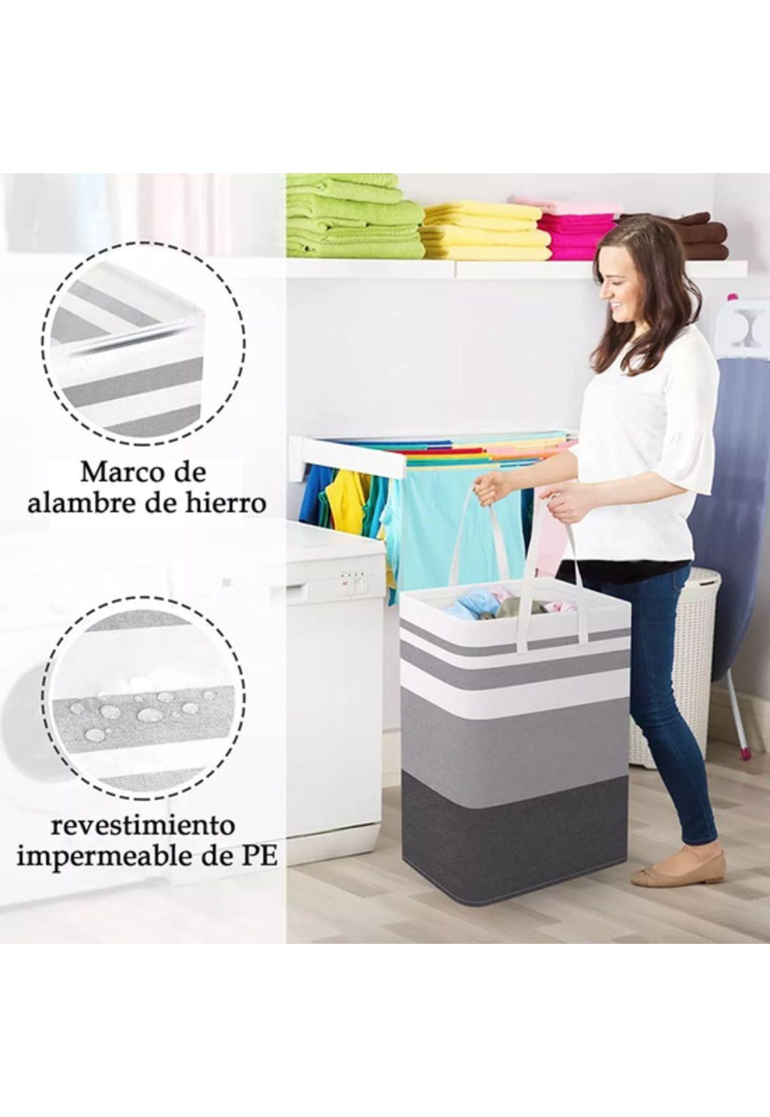 Cesto grande para ropa sucia y lavandería plegable (2x75l + 2x5l) tricolor-3