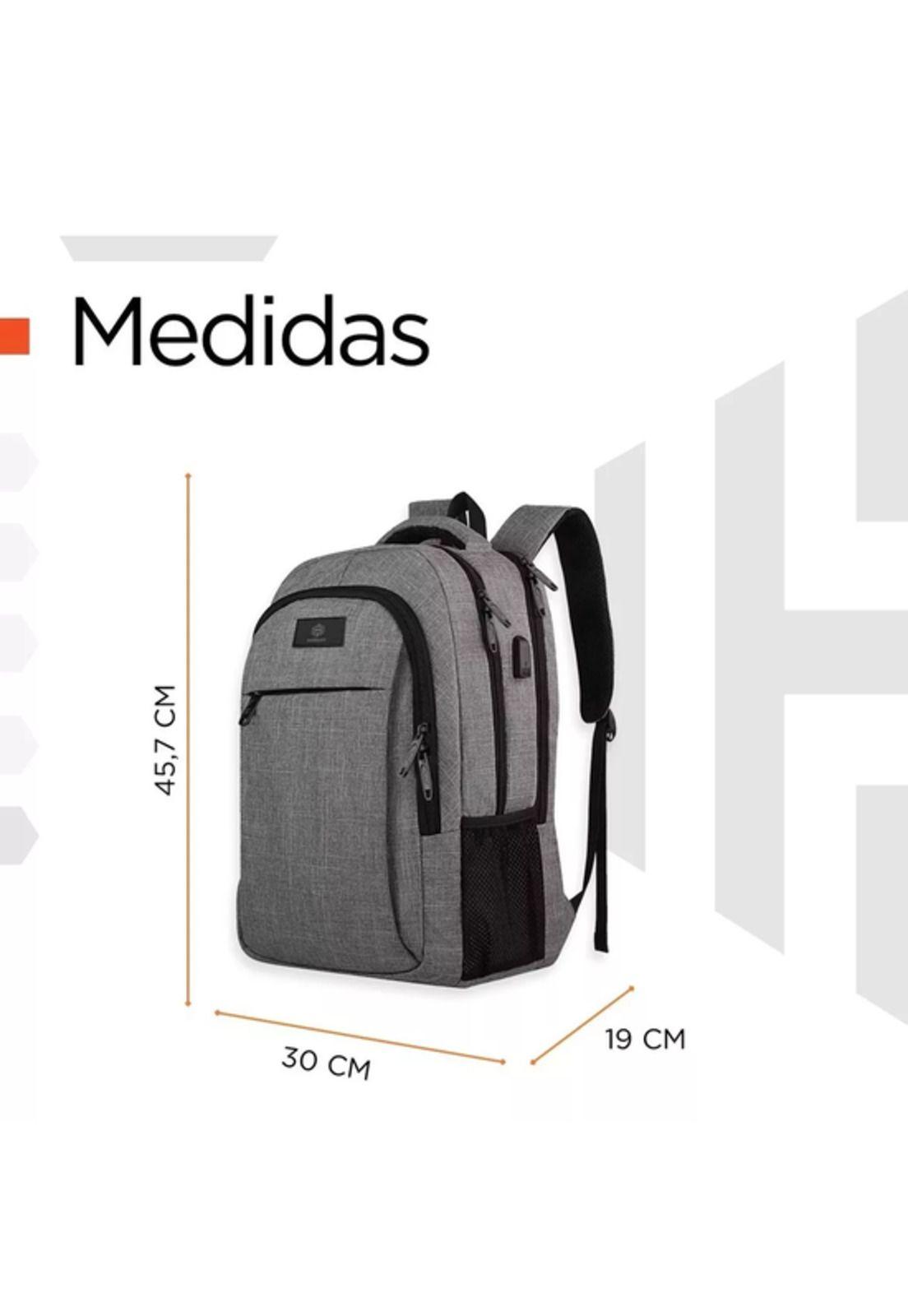 Mochila Notebook Hardley Impermeable Antirrobo para Hombre y Mujer Gris-4