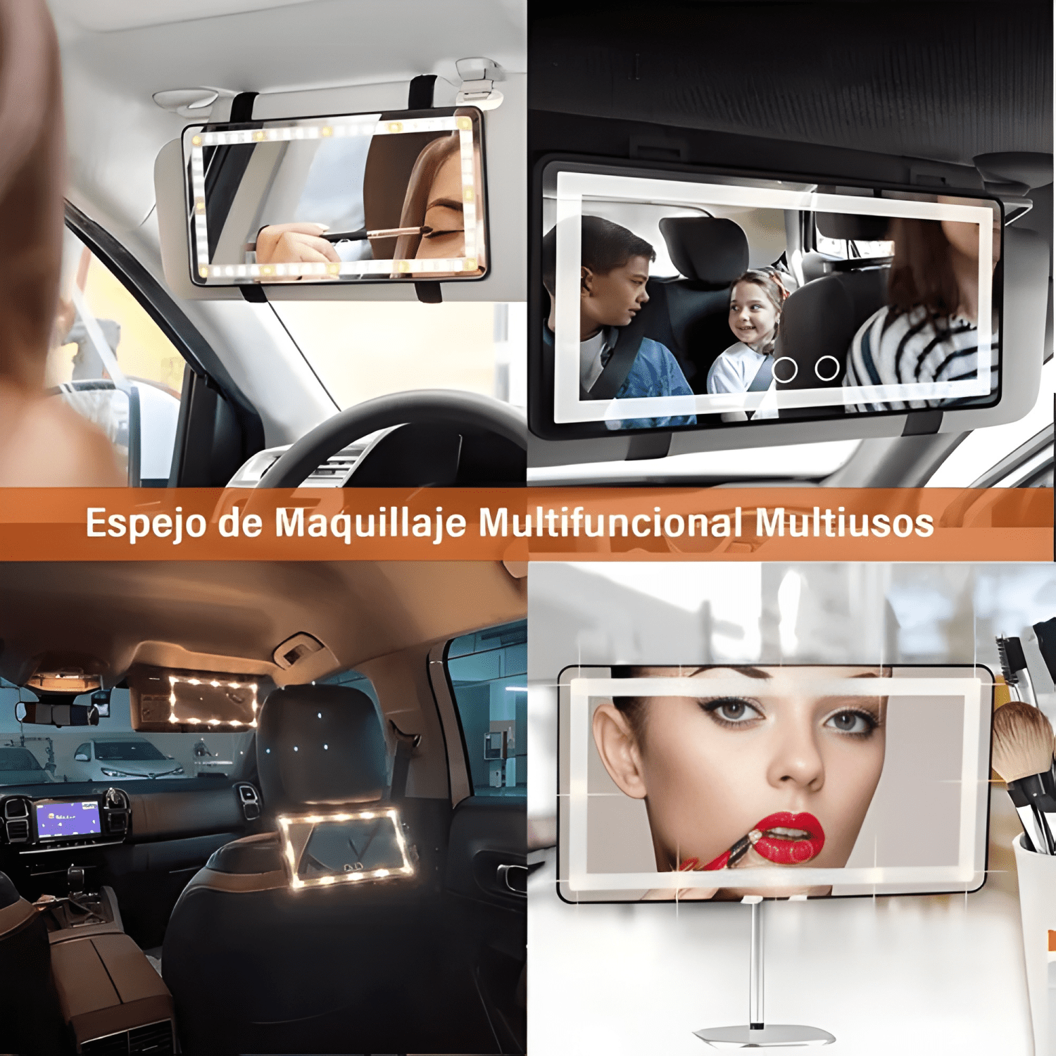 Espejo de Maquillaje con 3 Modos Luz Led de Visera de Coche-3