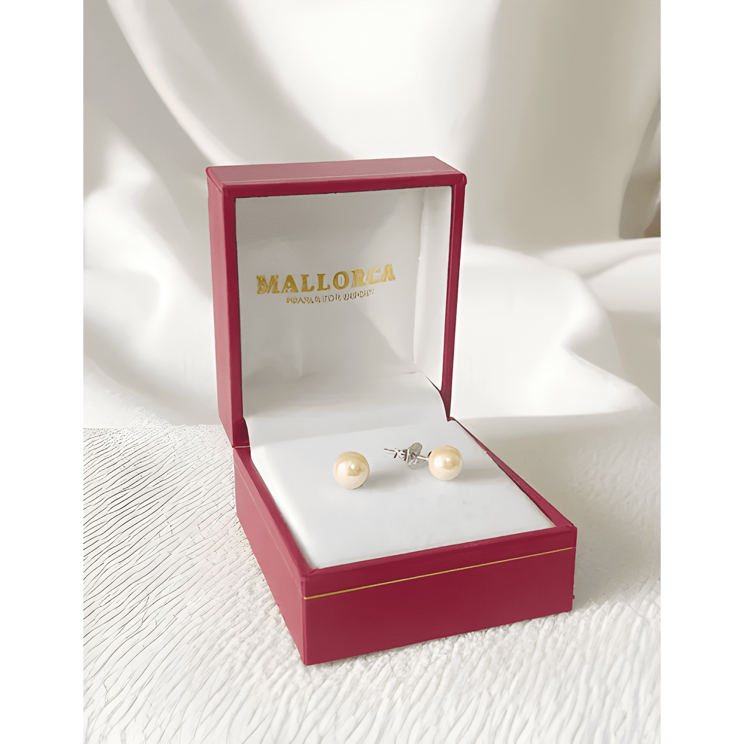 Aros De Perla Mallorca Clasico Con Base De Plata 925-2