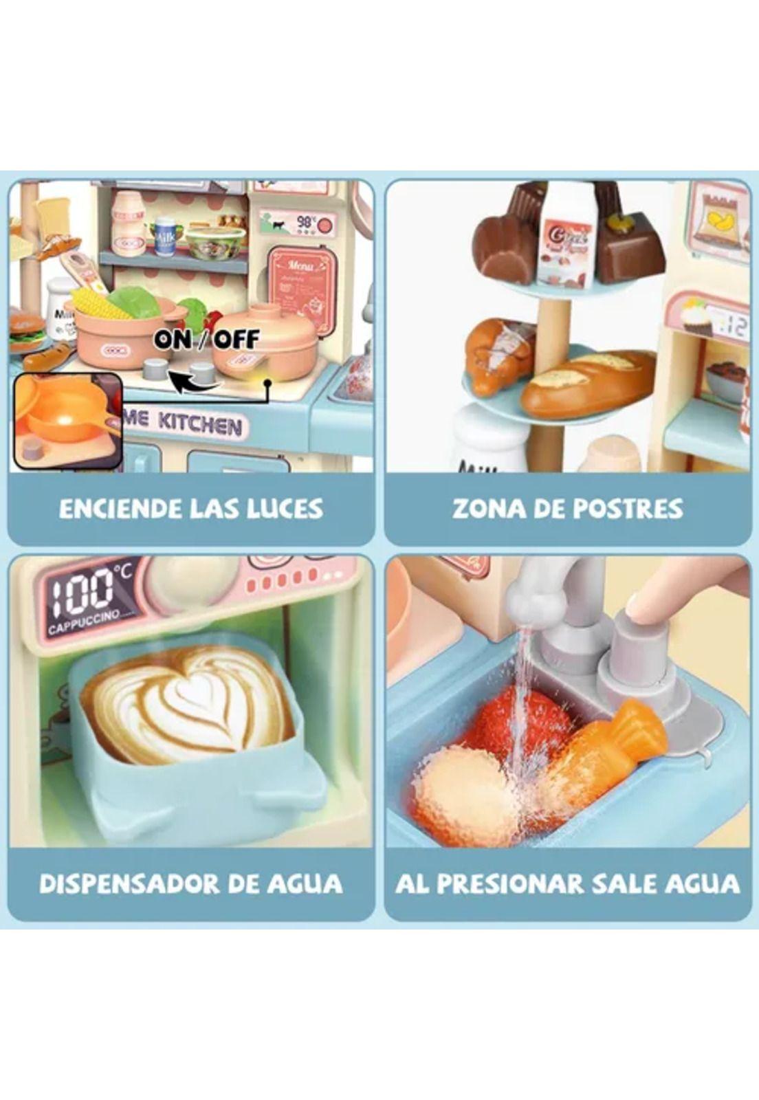 Cocina de juguete Kitchen 32 piezas juego para niñas y niños celeste-3