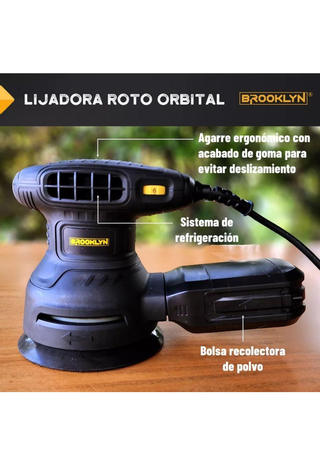 Lijadora roto orbital Brooklyn, velocidad regulable 350W 125mm negro-2