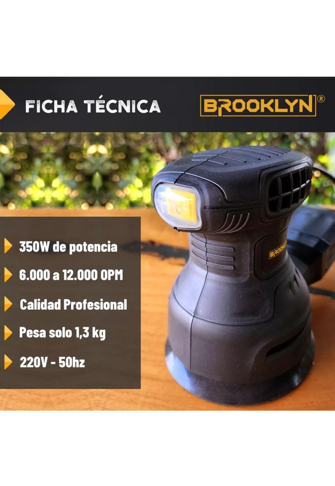 Lijadora roto orbital Brooklyn, velocidad regulable 350W 125mm negro-3