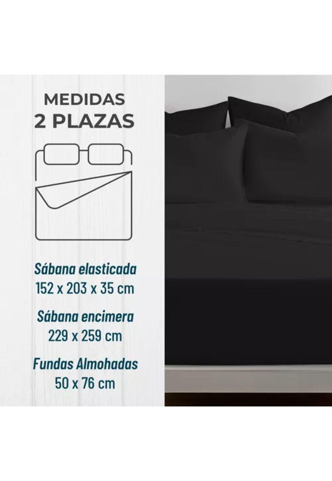 Sábana 1800 ultra suave + funda bordada, 2 plazas, color negro-1