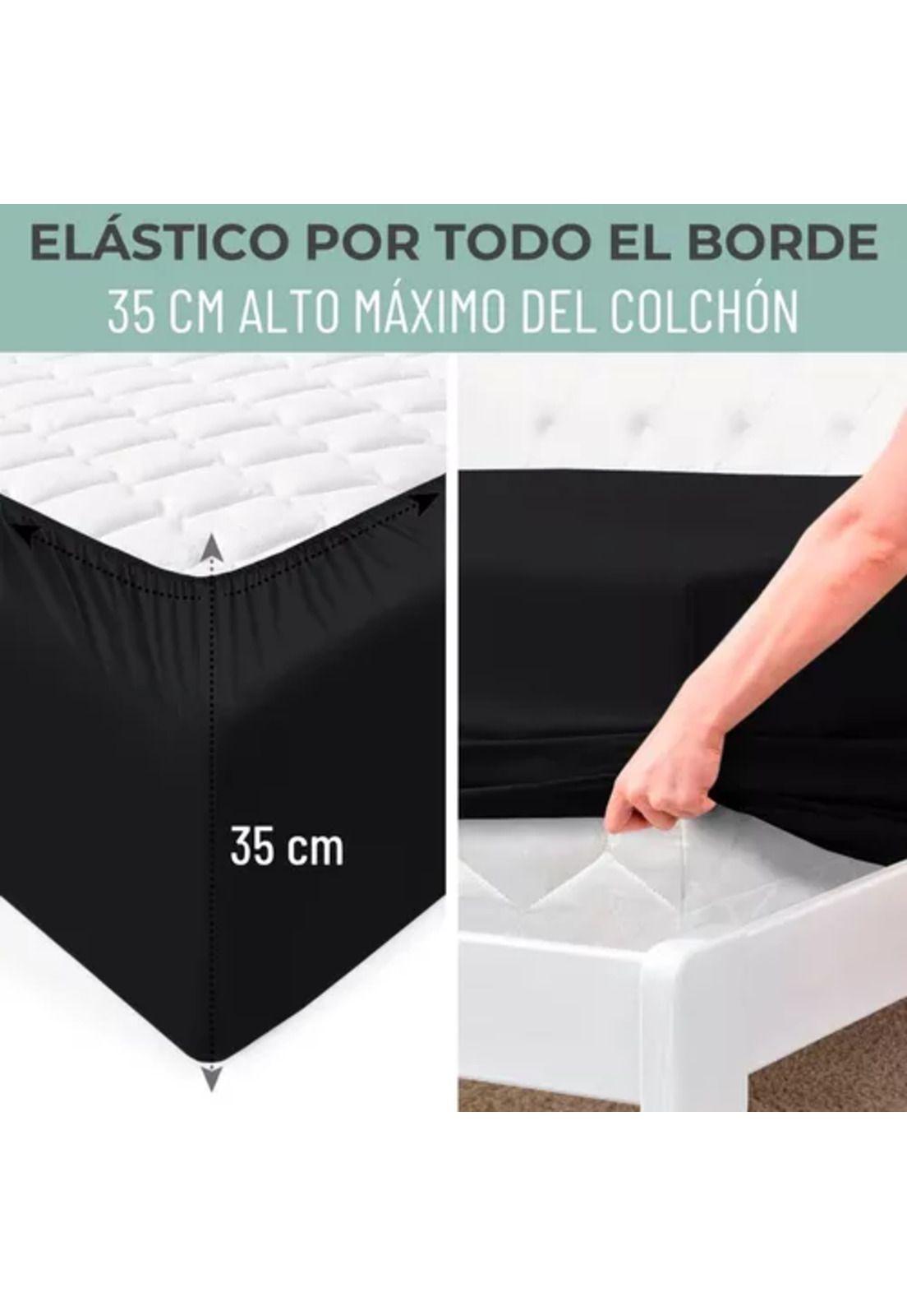 Sábana 1800 ultra suave + funda bordada, 2 plazas, color negro-2