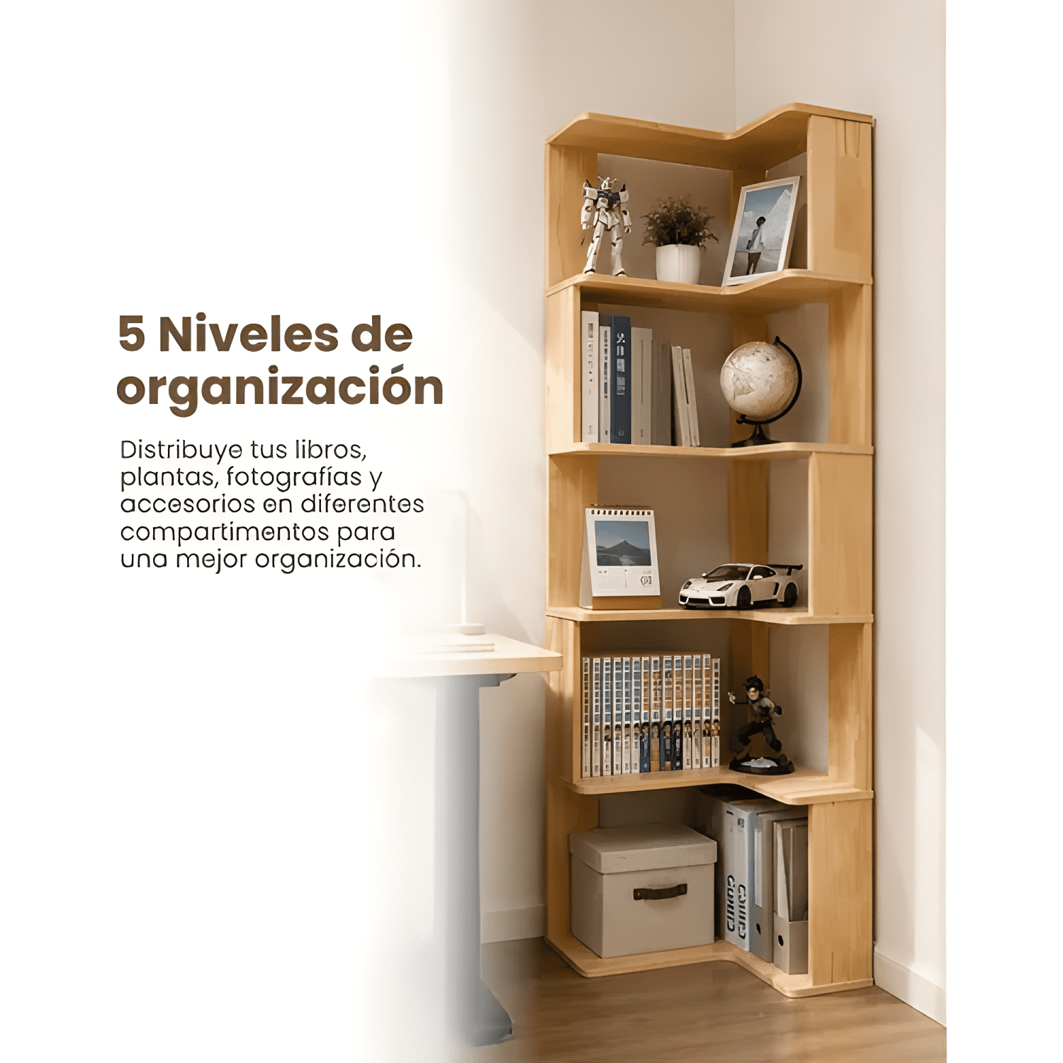 Librero de madera biblioteca organizador 162x60x40cm #8-3