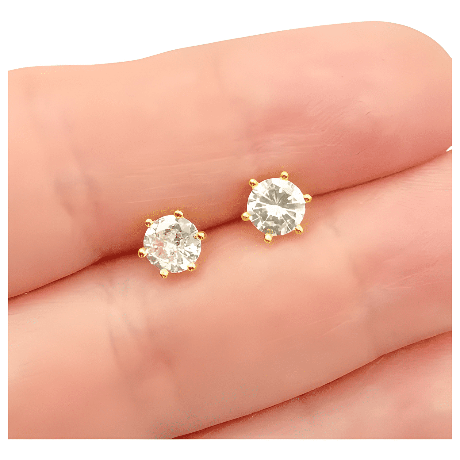 Aros Plata 925 Enchape Oro 18k Bebé Circón 5 Mm + Cajita-2