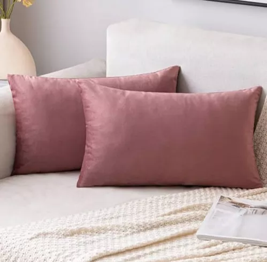 Pack de 2 Fundas Terciopelo Liso 30x50 cm Palo Rosa-1