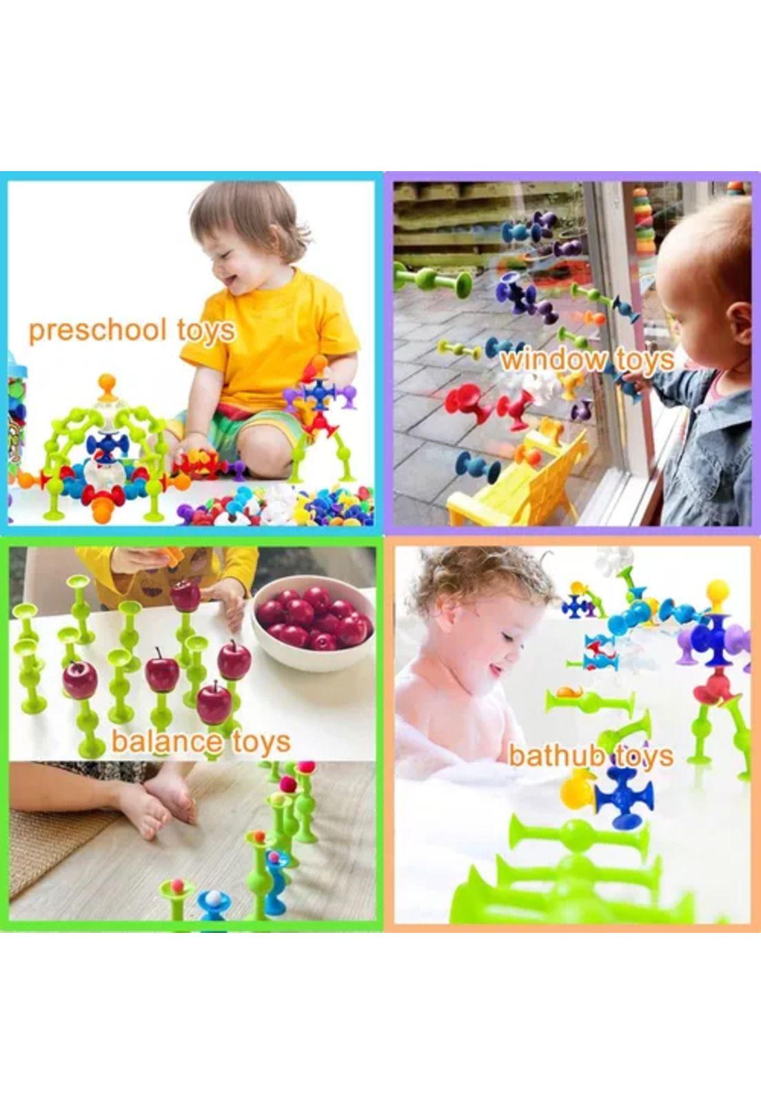33 pcs ventosas de baño, bloques de silicona interactivos multicolor-6