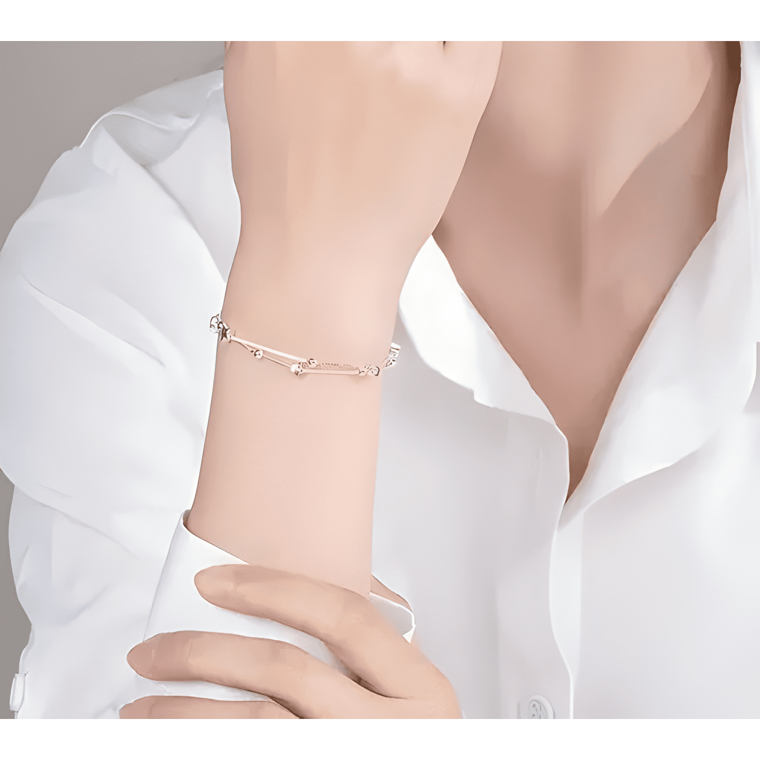 Pulsera estrellas y esferas de plata 925 + bolsa y paño-1