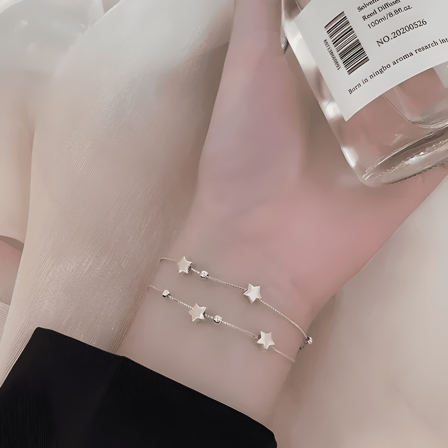 Pulsera estrellas y esferas de plata 925 + bolsa y paño-2
