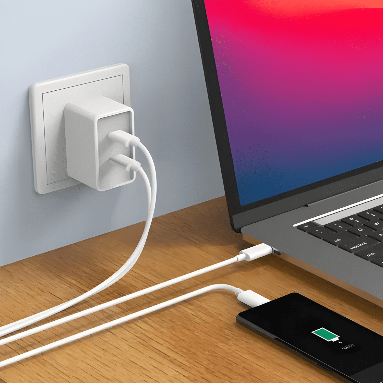 Cable USB tipo c carga rápida shuang.w 1m Blanco-4