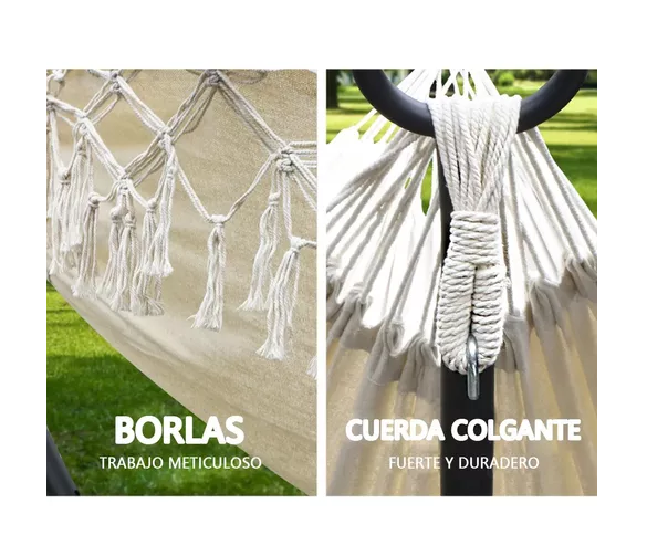 Hamaca con borlas para exteriores 150x200 cm columpios silla-3