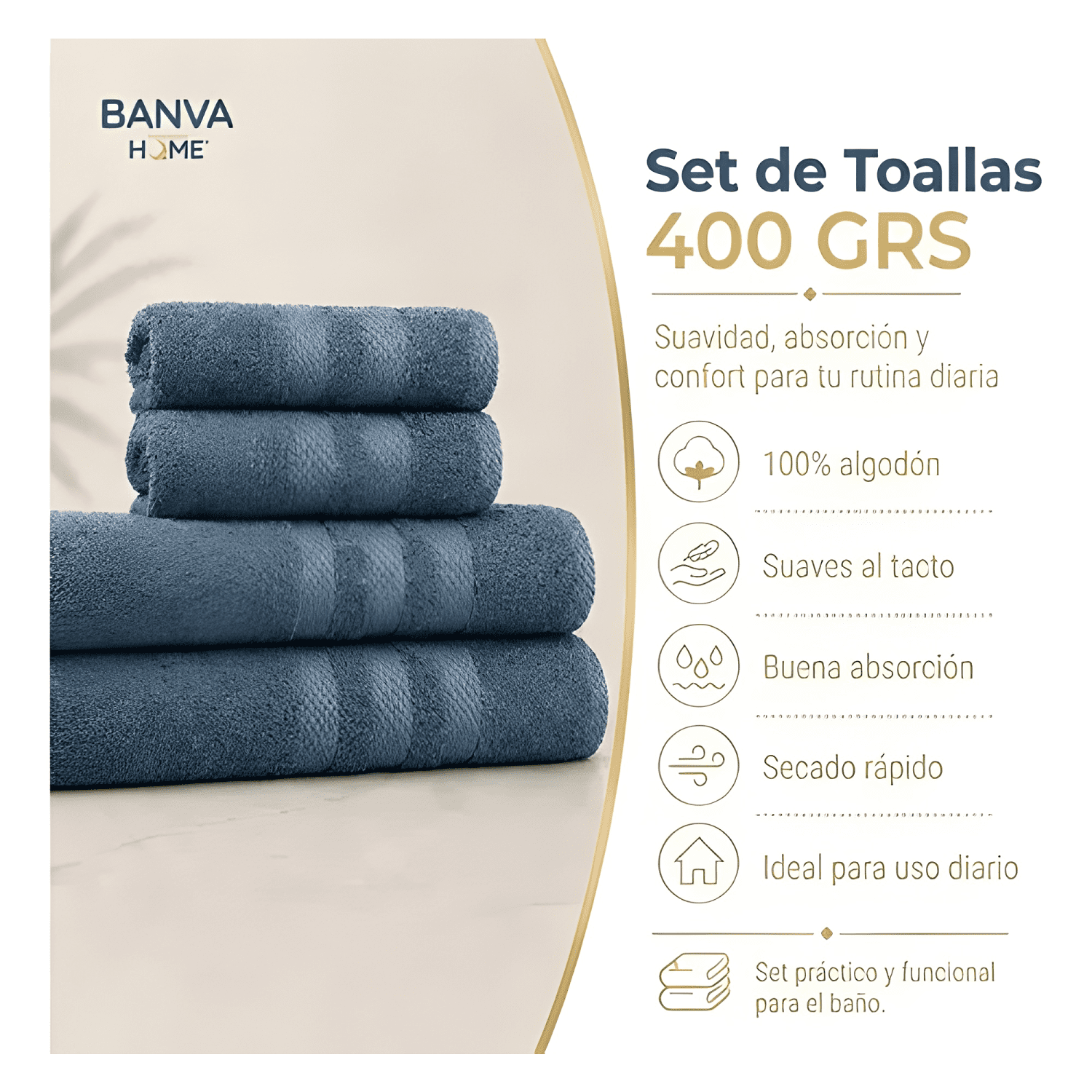 Juego 4 toalla bano algodon manos toallon cuerpo sky 400gr-4