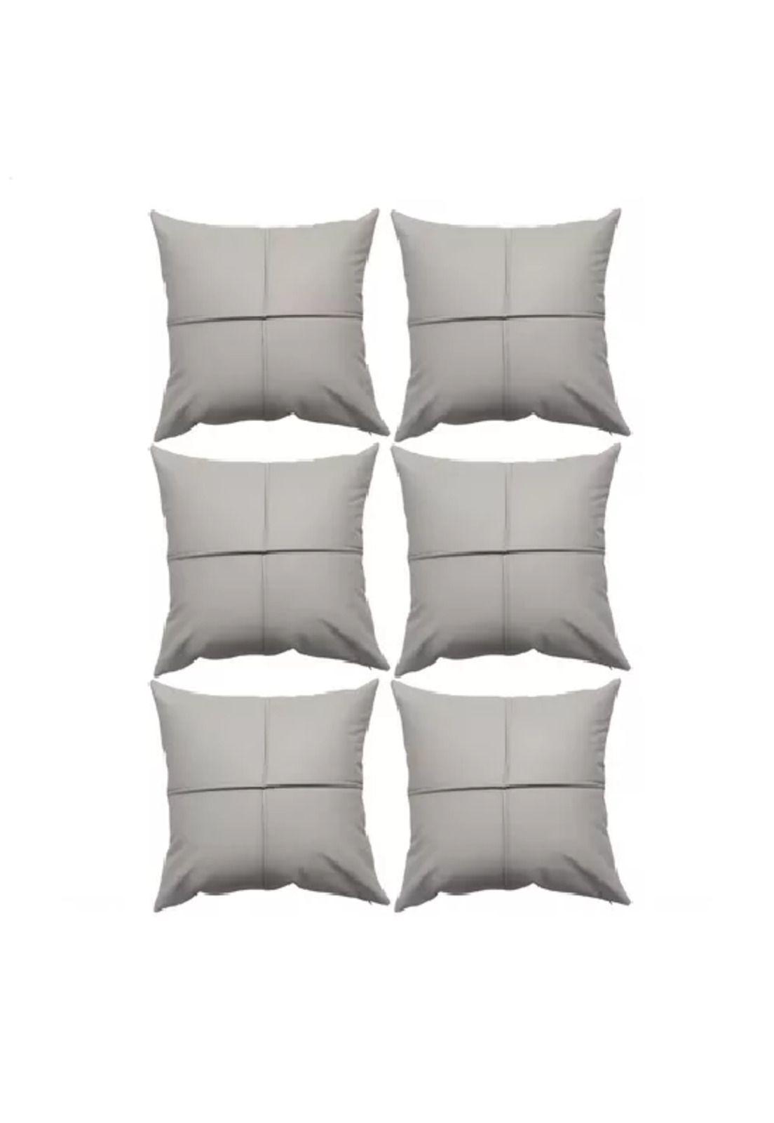 Pack 6 fundas de cojines almohada eco-cuero impermeable 43 cm color gris claro-2