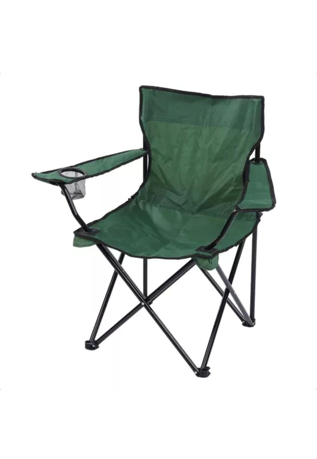 Silla plegable de playa camping con bolso de porta vasos verde-0