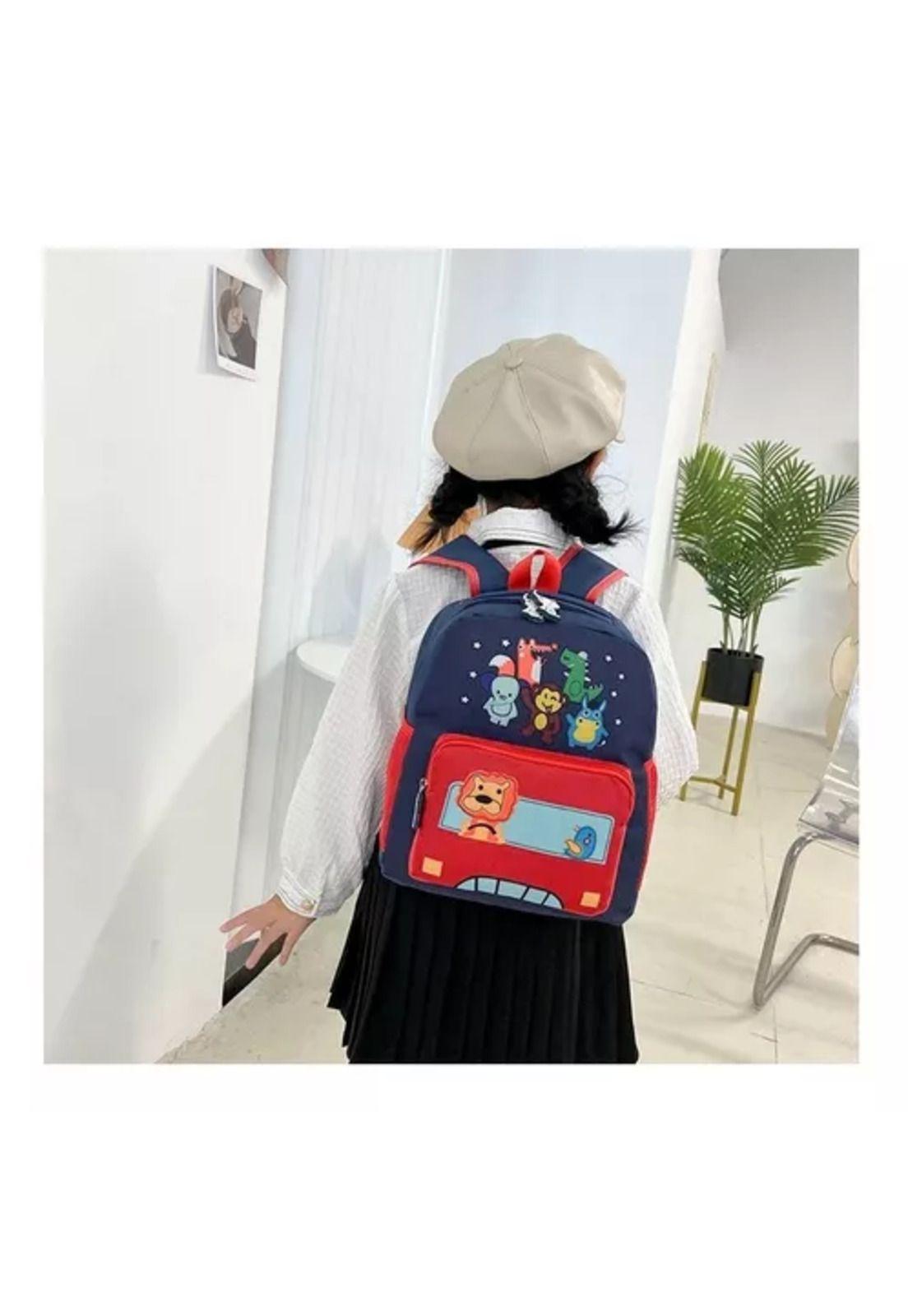 Mochila animalitos para niños, kindergarten, color rojo, impermeable-3