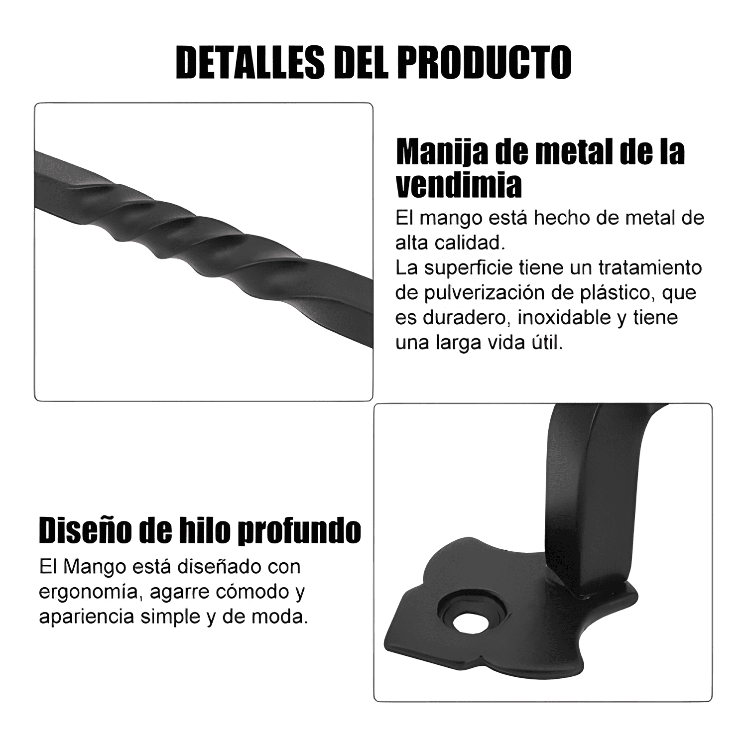 Manilla tirador retro fierro retorcido puerta 14,5 cm 4u-3