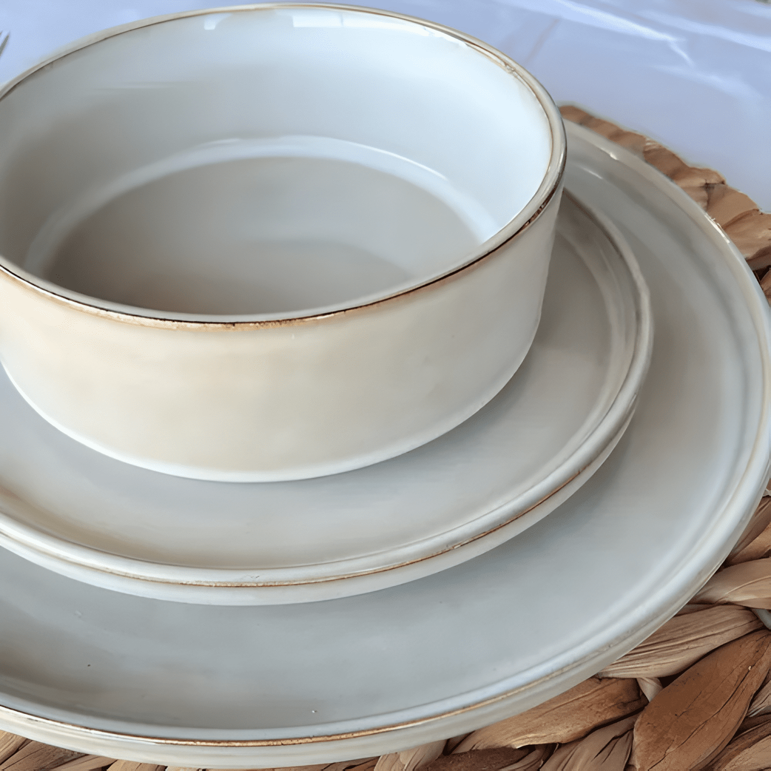 Set vajilla 18 piezas cerámica línea rustica Beige-2