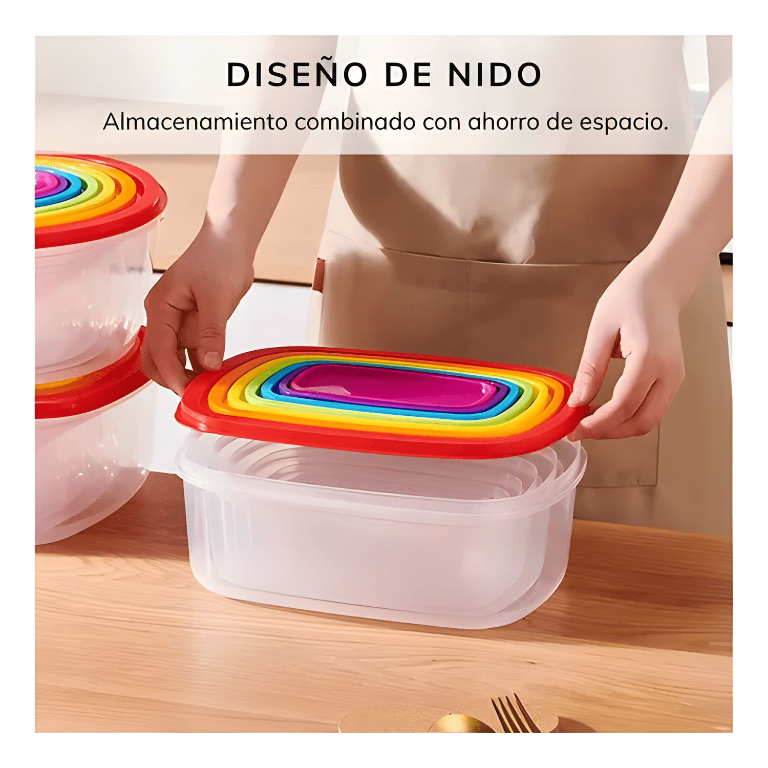 Contenedor hermético cuadrado taper plástico 5u-4