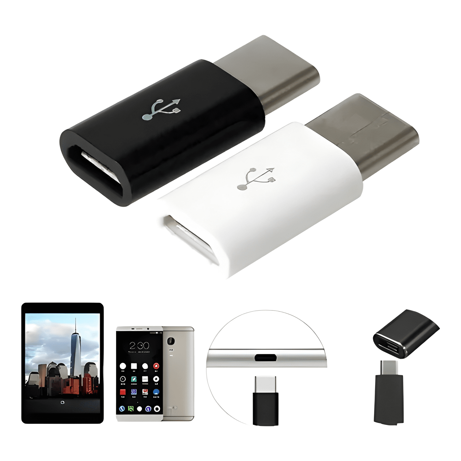 Adaptador micro USB- v8 hembra a tipo c macho-2
