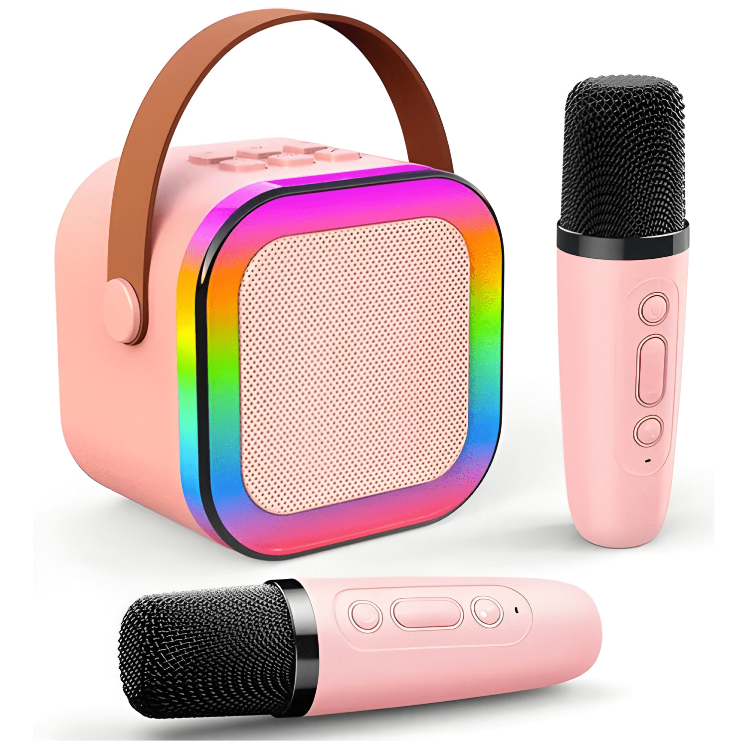 Mini parlante karaoke efectos sonidos luz led + 2 #2-4