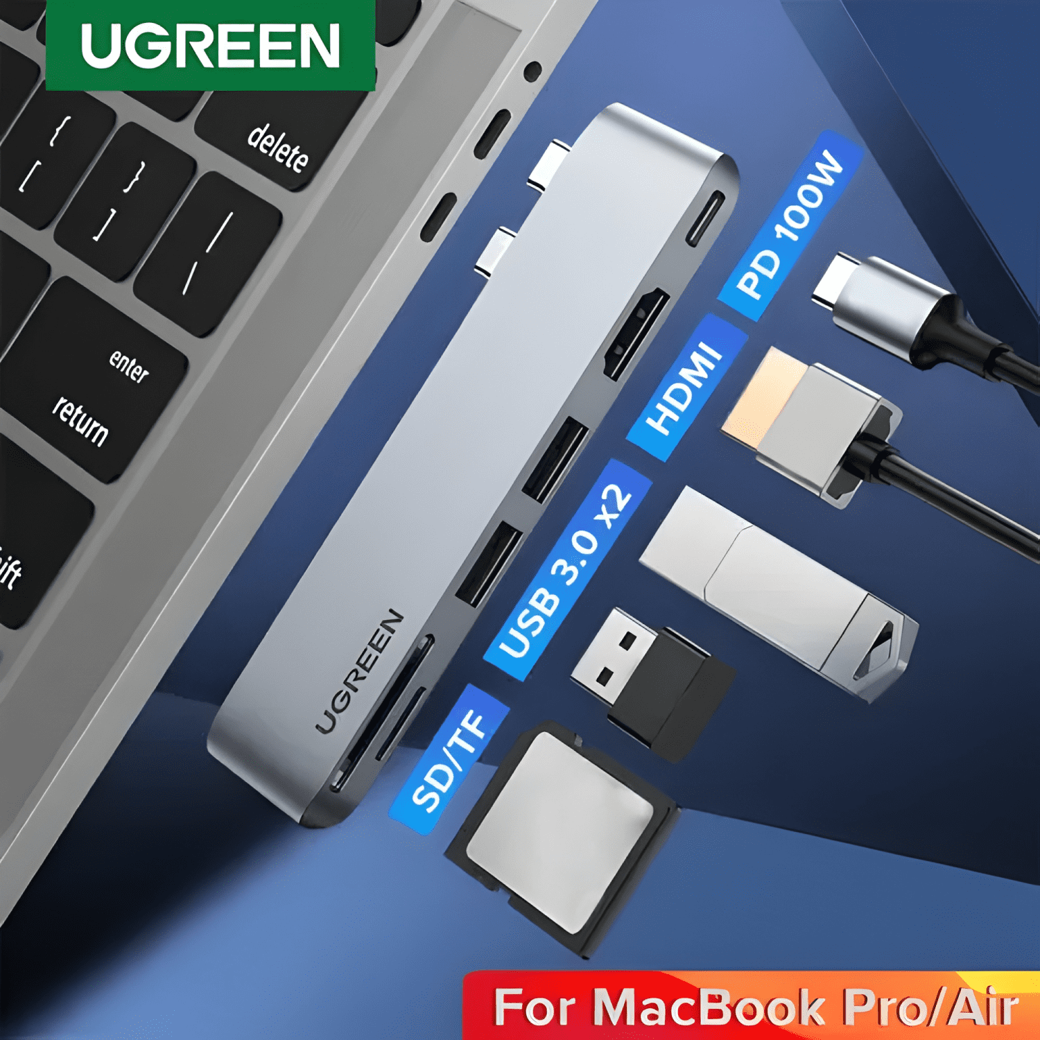 Ugreen 80856 adaptador hub USB-C MacBook Pro y Air M1-4