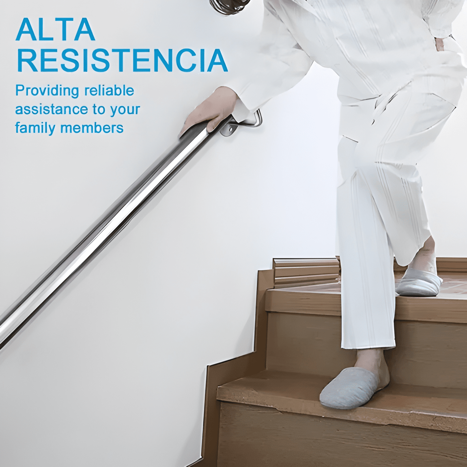 Pasamanos inox escaleras 2 m con soportes, empalmable #3-3