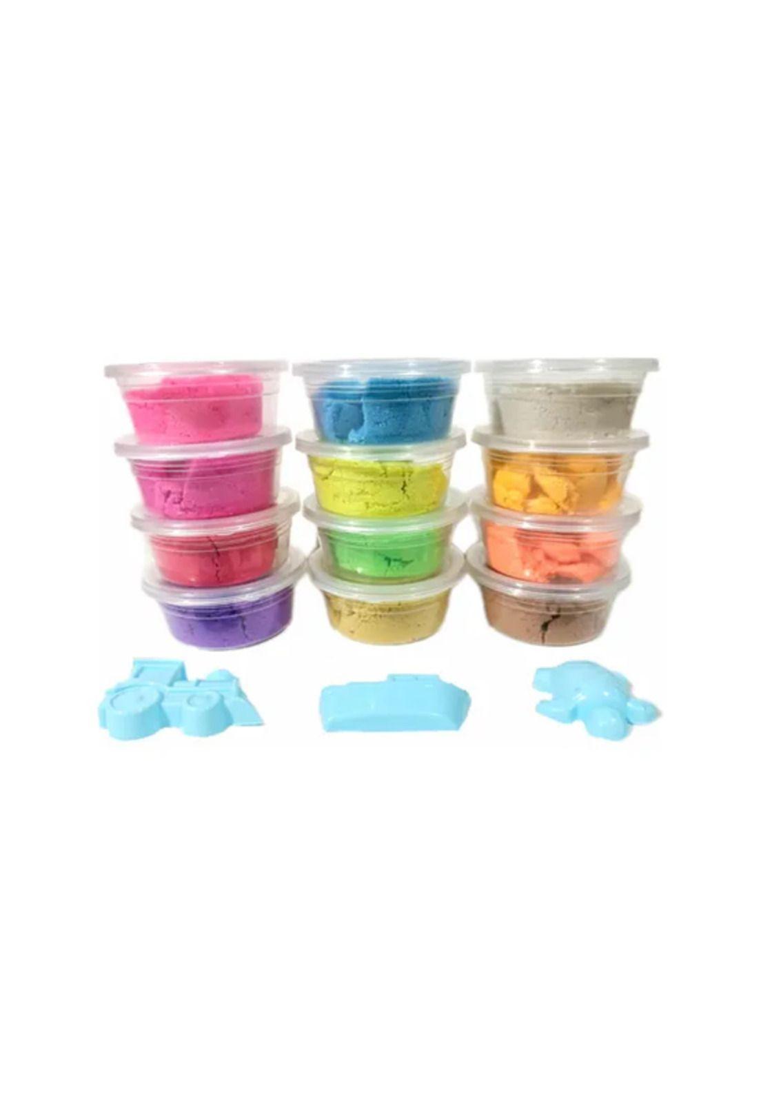 Set de 12 arenas mágicas kinéticas varios colores + moldes-1