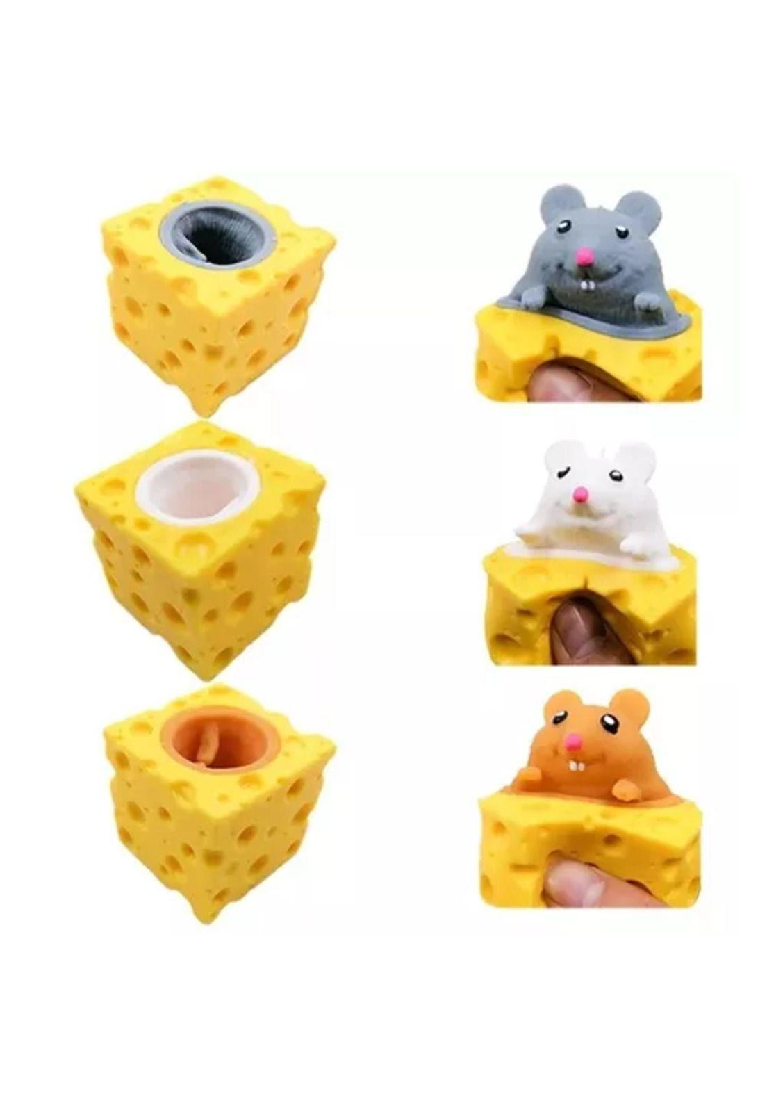 Juguete antiestrés squishy, ratón y queso de descompresión-2