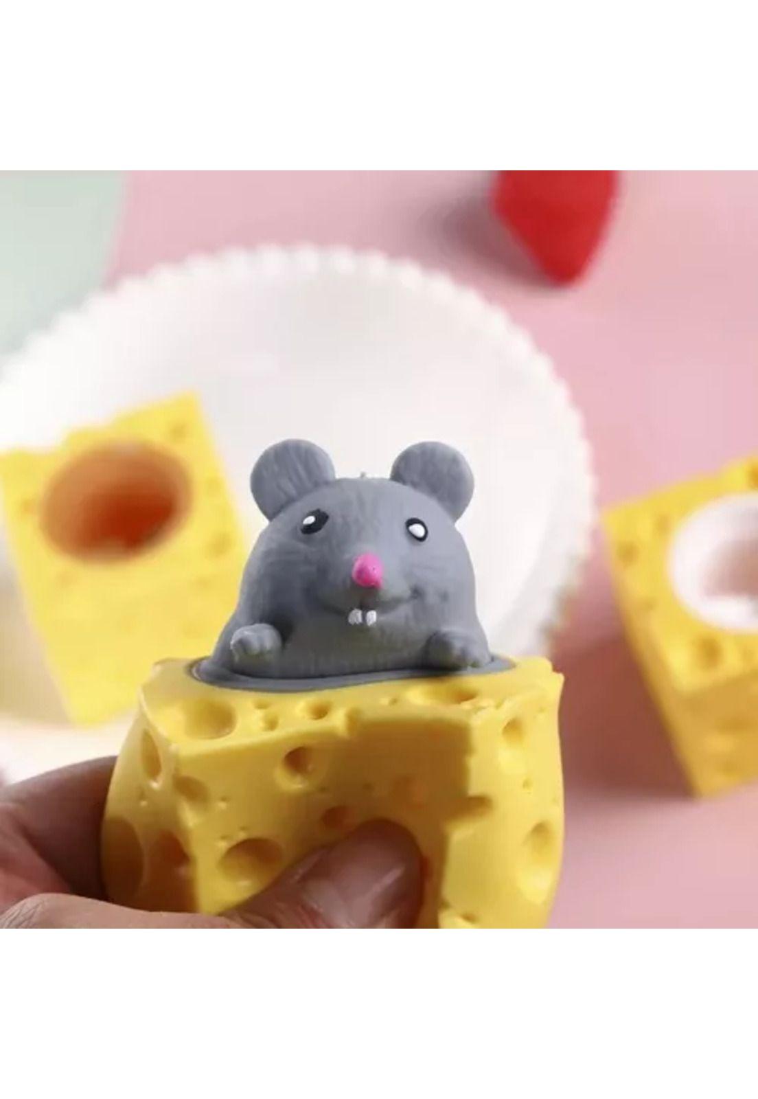 Juguete antiestrés squishy, ratón y queso de descompresión-3