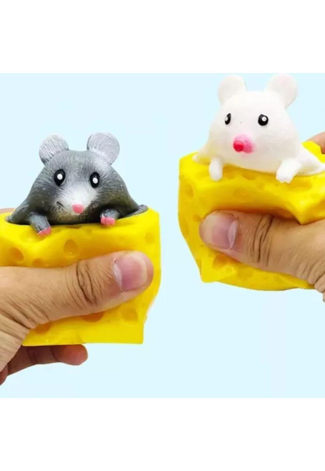 Juguete antiestrés squishy, ratón y queso de descompresión-4