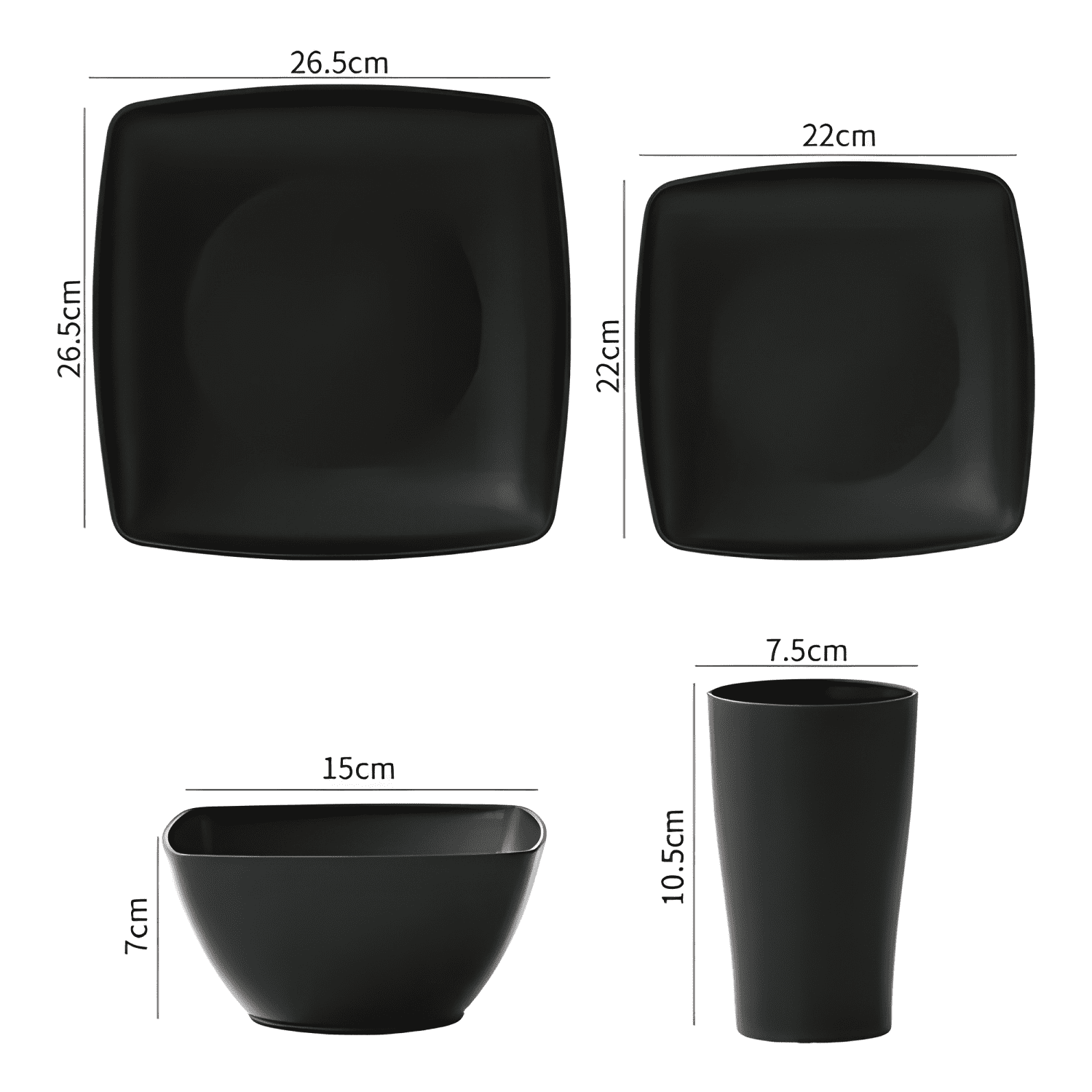 16pcs juego de vajilla de paja de trigo plato y tazas #19-0