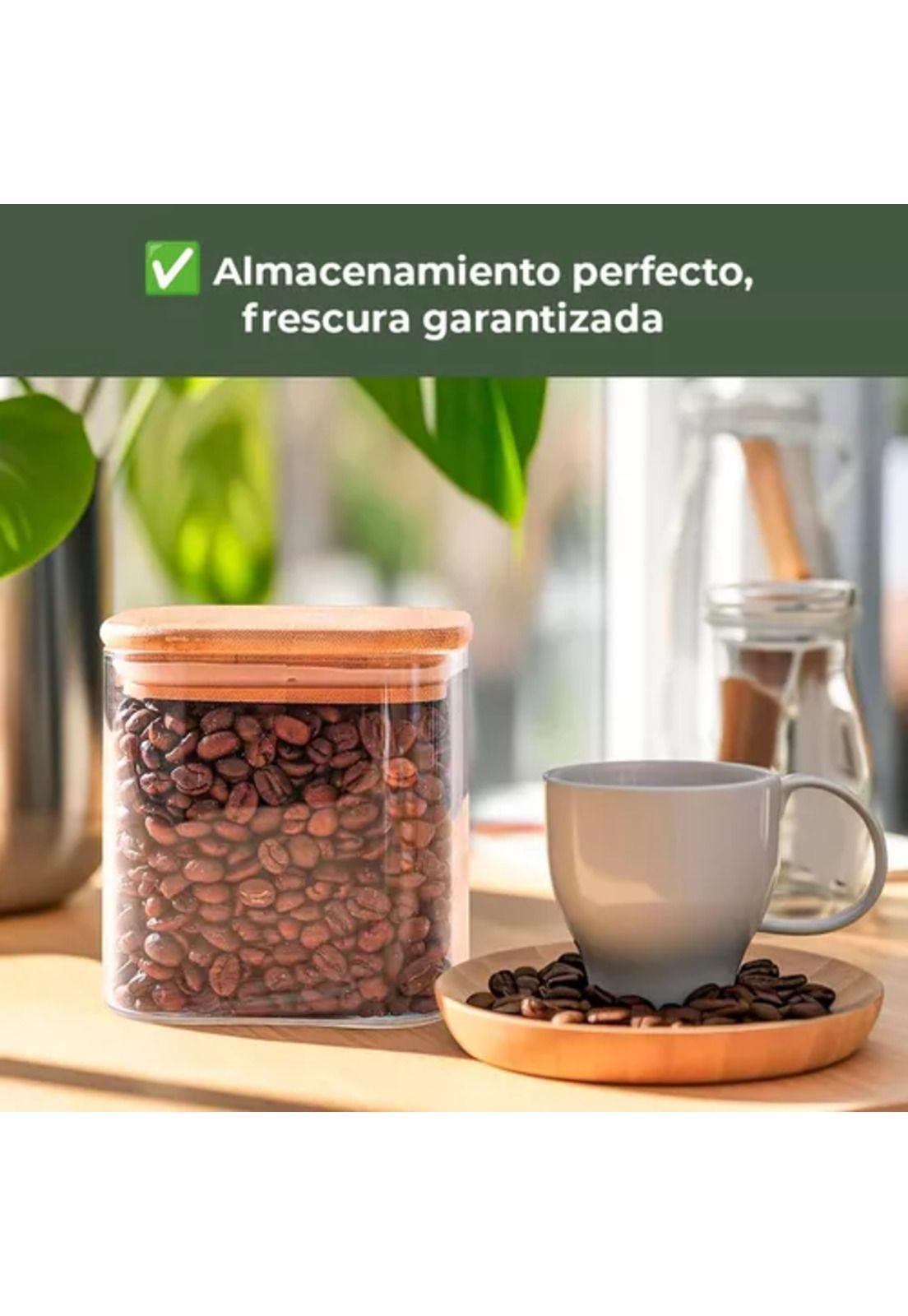 Pack de 4 contenedores de frascos de vidrio con tapa de bambú, transparentes-4