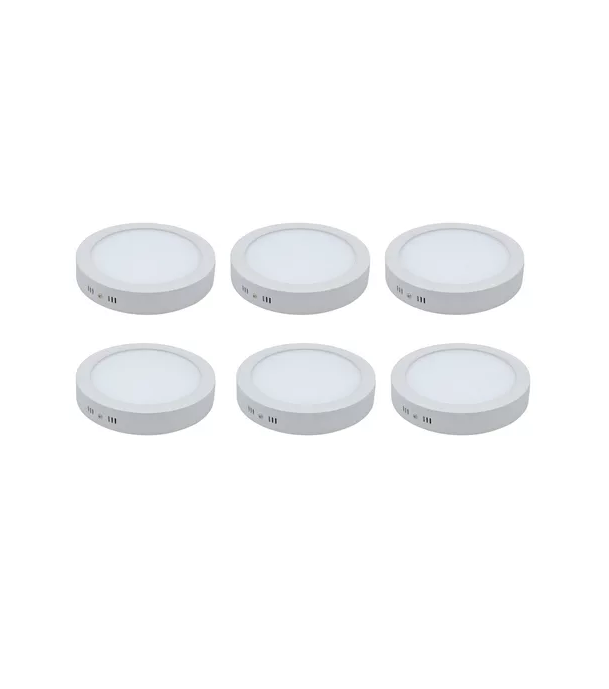 Pack 6 plafón redondo sobrepuesto 18w blanco luz fría 5500k-6