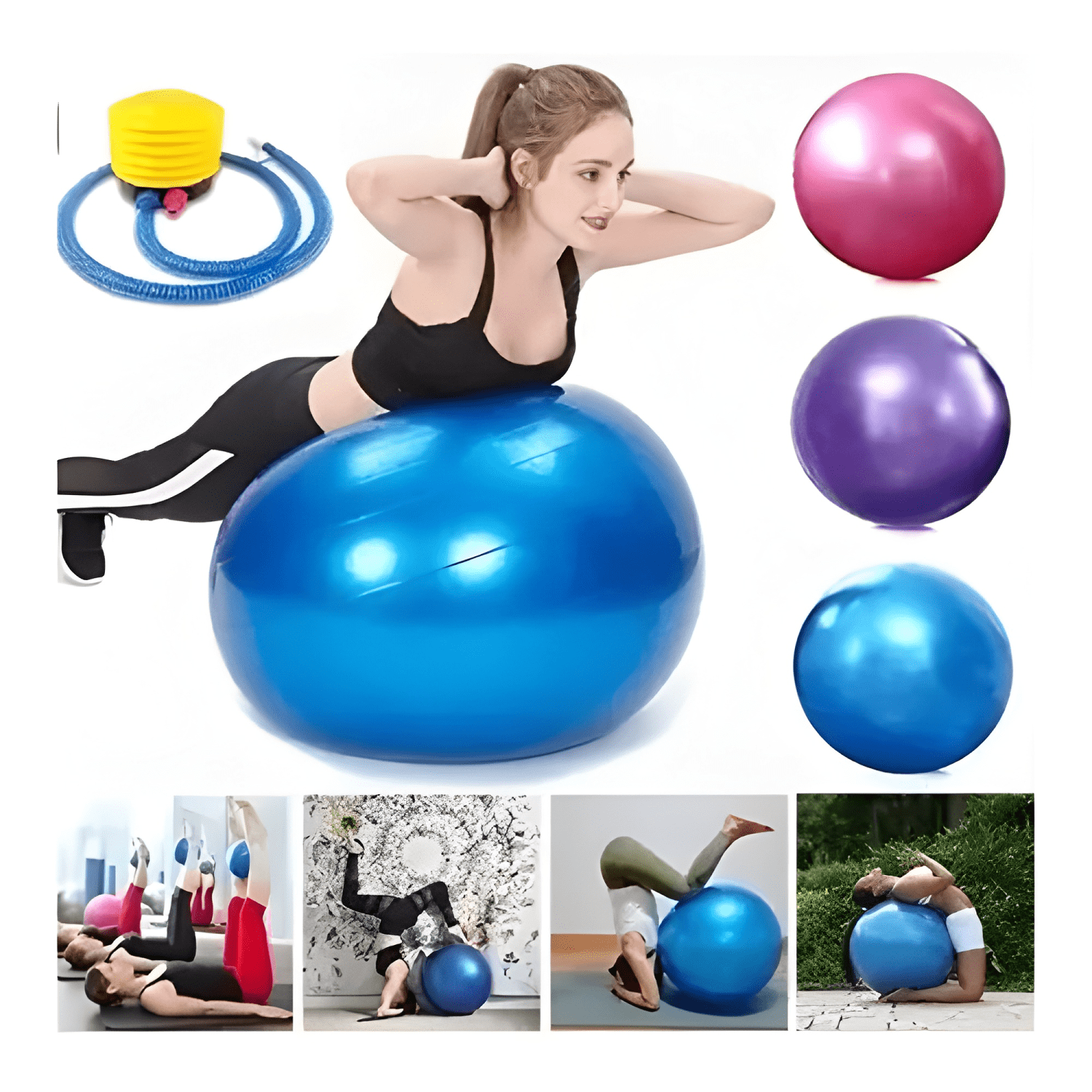 Pelota balon 75 cm pilates yoga + inflador pelotas #5-3
