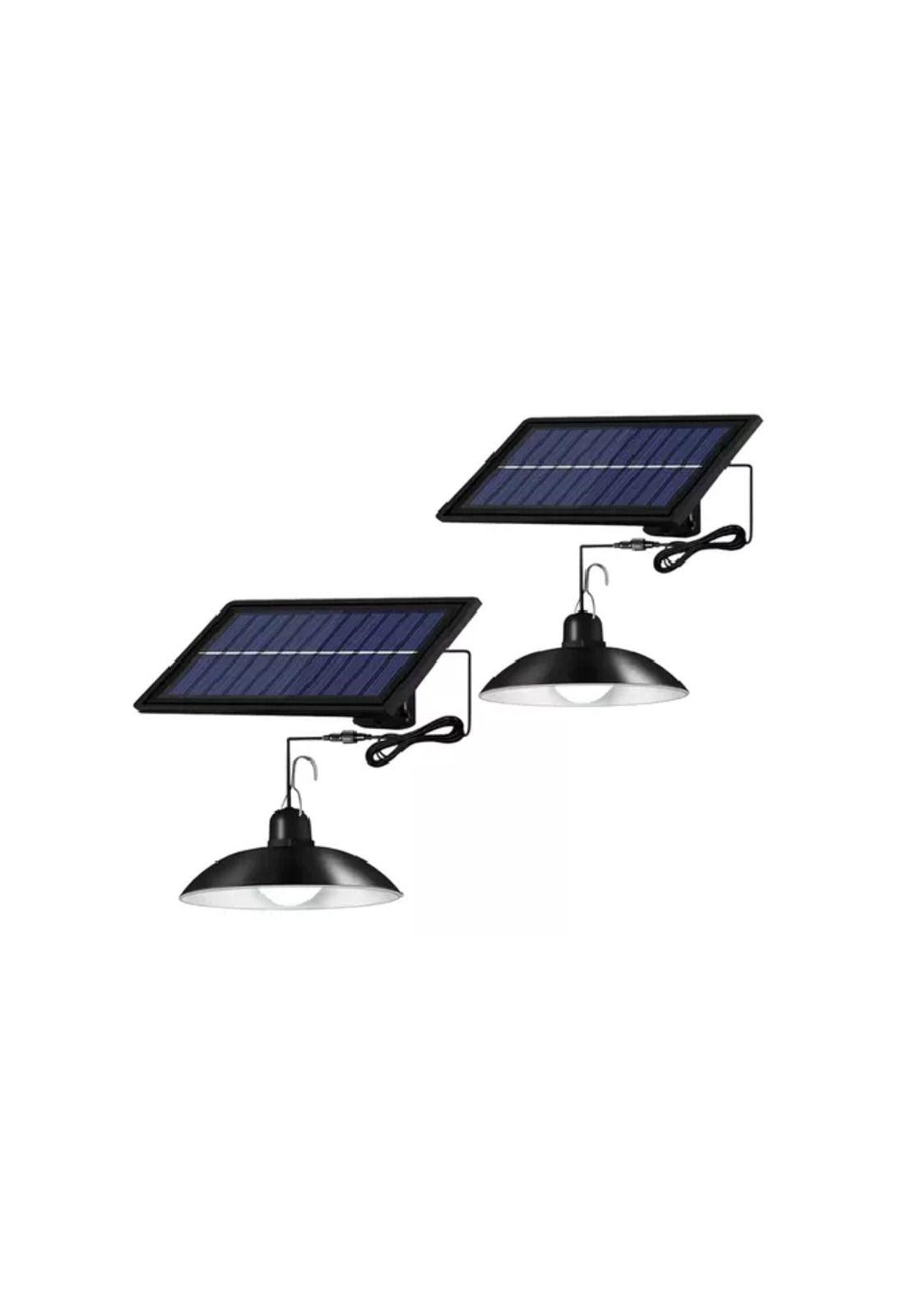 Pack 2 lámpara solar led colgante 120w plafón + control negro-1
