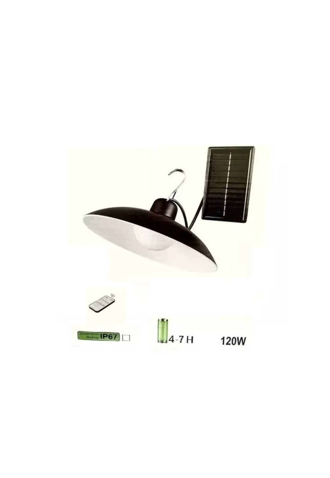 Pack 2 lámpara solar led colgante 120w plafón + control negro-2