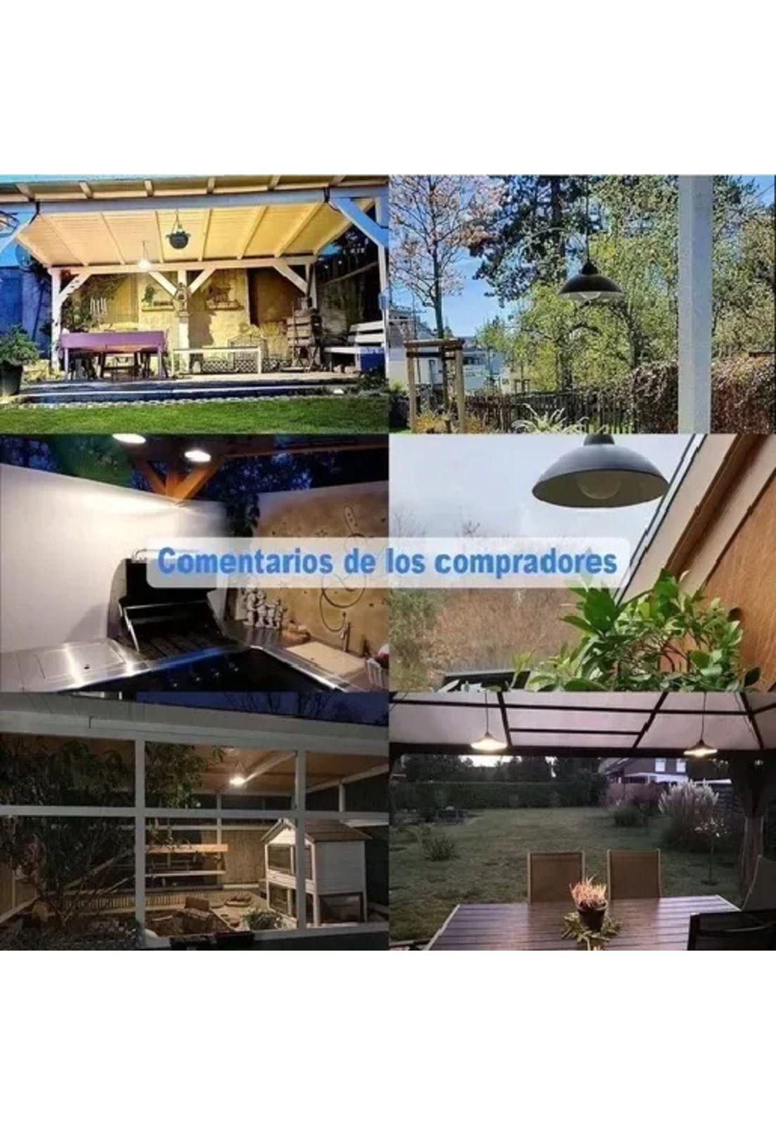 Pack 2 lámpara solar led colgante 120w plafón + control negro-5