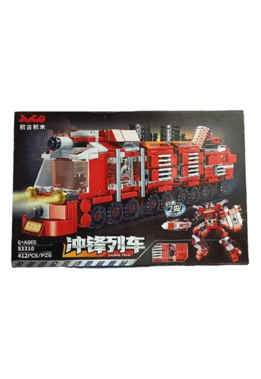 Juego bloques creativos para niños tren de transformación, 412 pcs rojo-1
