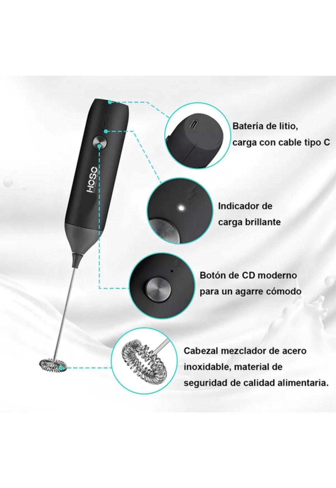 Mini batidor revolvedor de café espumadero leche recargable negro-2