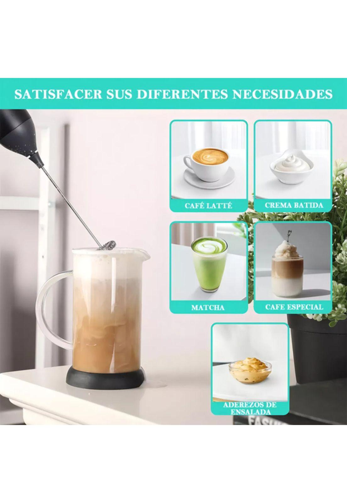 Mini batidor revolvedor de café espumadero leche recargable negro-5