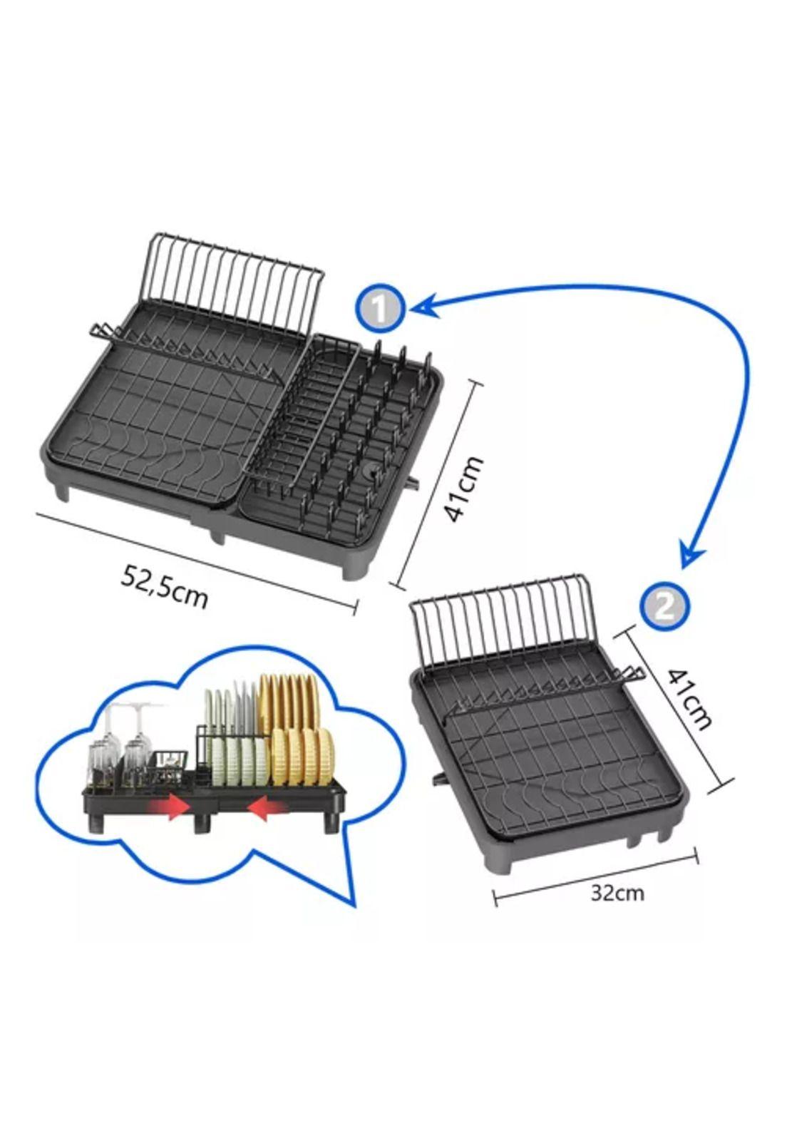 Escurridor de platos plegable, secaplatos para cocina con desagüe, rack organizador de cocina-2