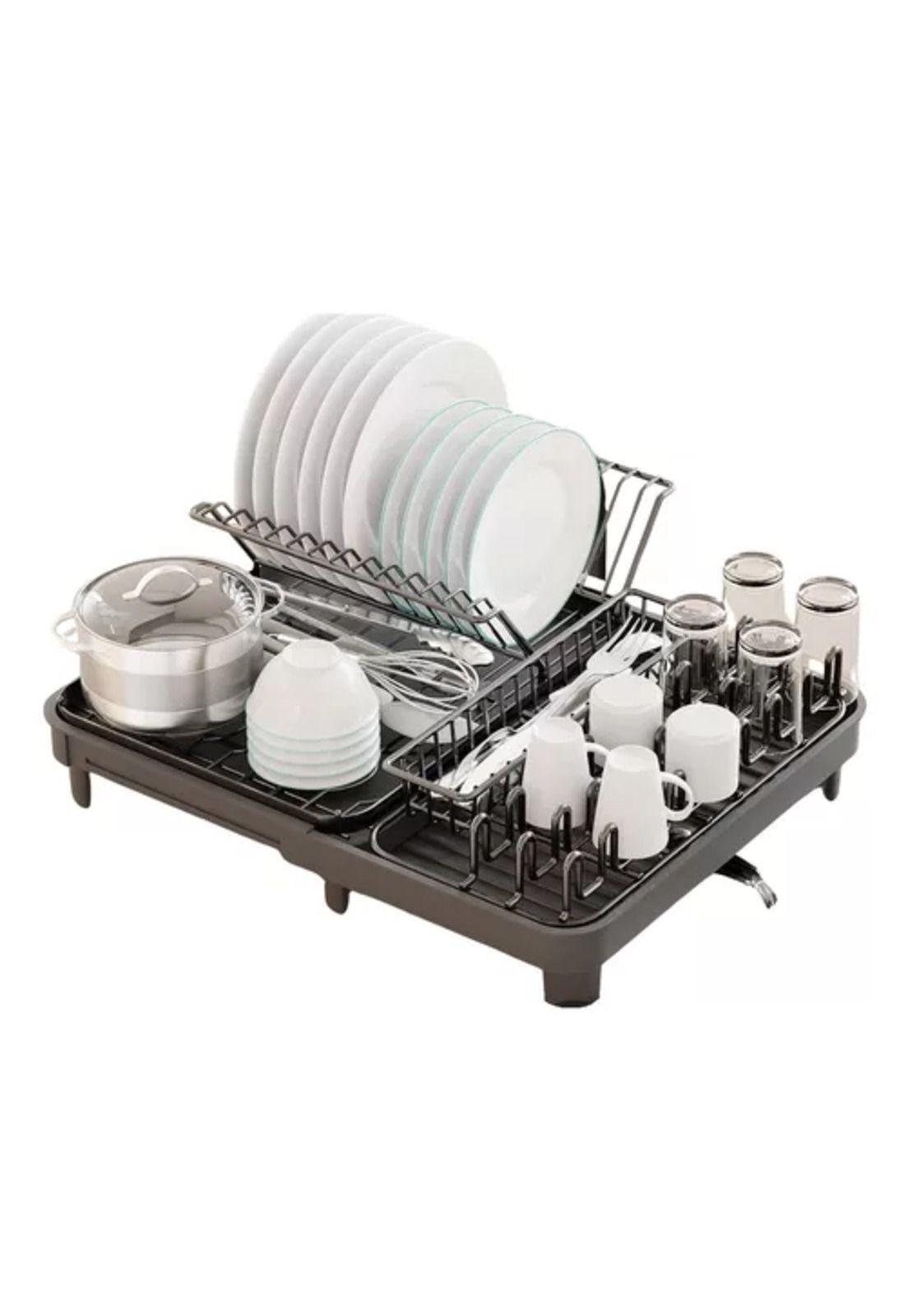 Escurridor de platos plegable, secaplatos para cocina con desagüe, rack organizador de cocina-3
