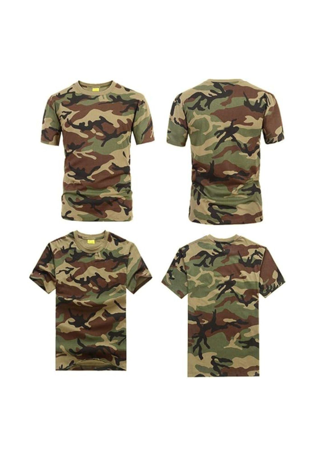 Polo Militar Airsoft, Trekking Camping, Color Woodland, Talla XL-1