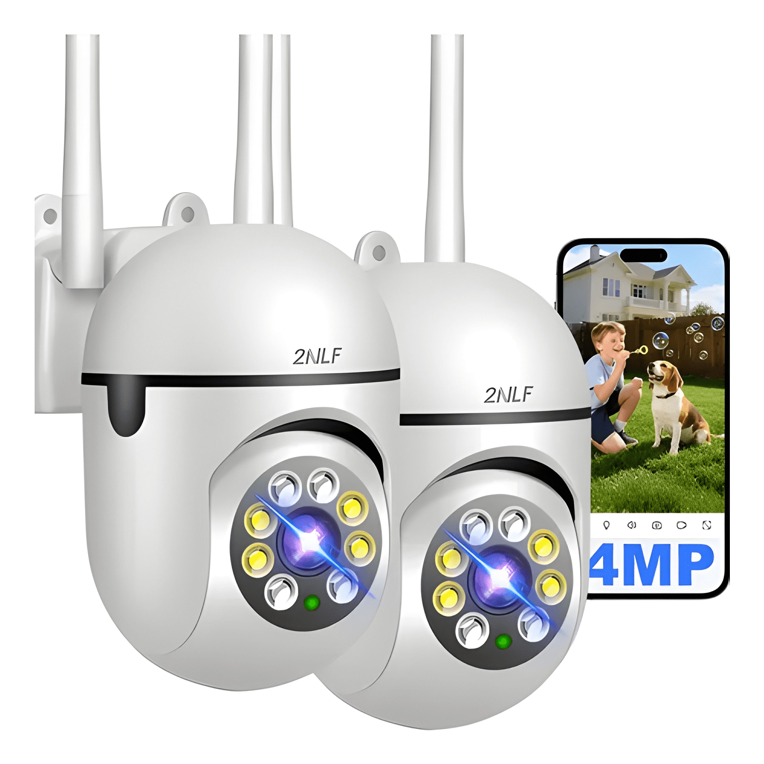 2nlf® 4mp 2pcs Cámara de Seguridad Wifi Camara Vigilancia-0