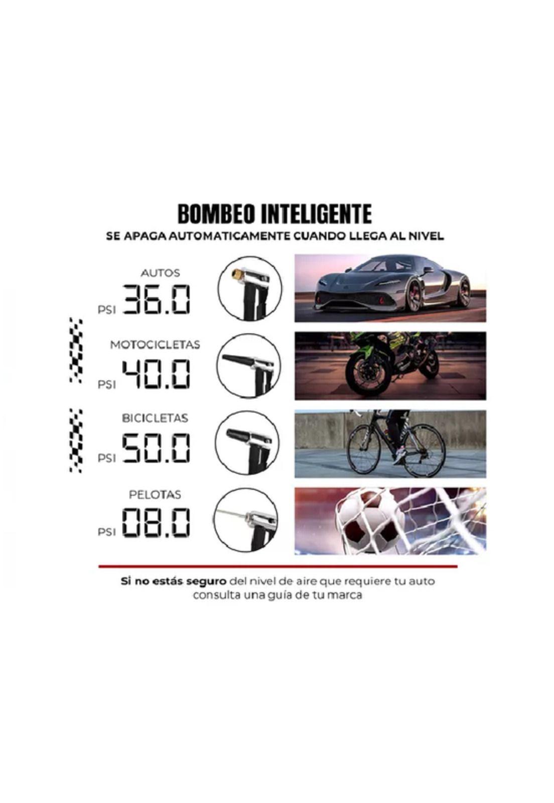 Compresor de aire portátil a batería inflador neumáticos negro-2
