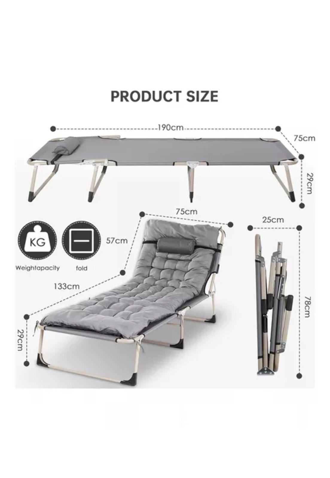 Catre cama camping plegable portátil con colchón y almohada-3